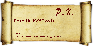 Patrik Károly névjegykártya